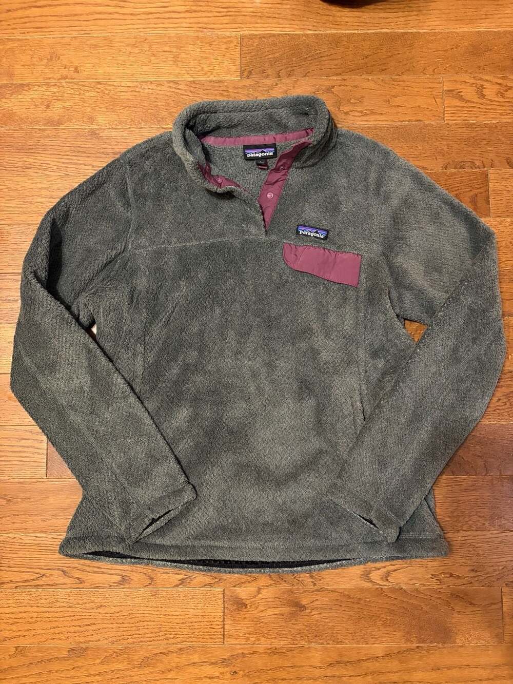 Patagonia Re-Tool Snap-T Fleece Pullover, Women's Large, Grey and Balsamic